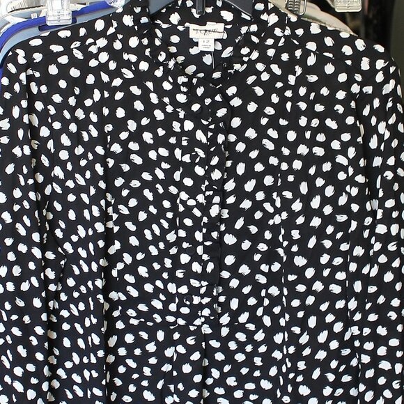J Crew Factory Printed Long Sleeve Top With Ruffles Flaw Size 12 - Picture 2 of 5